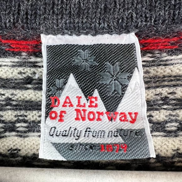 Dale of Norway Wool Cardigan Sweater Gray Red Elk Reindeer Knit Fair Isle L - Picture 5 of 11